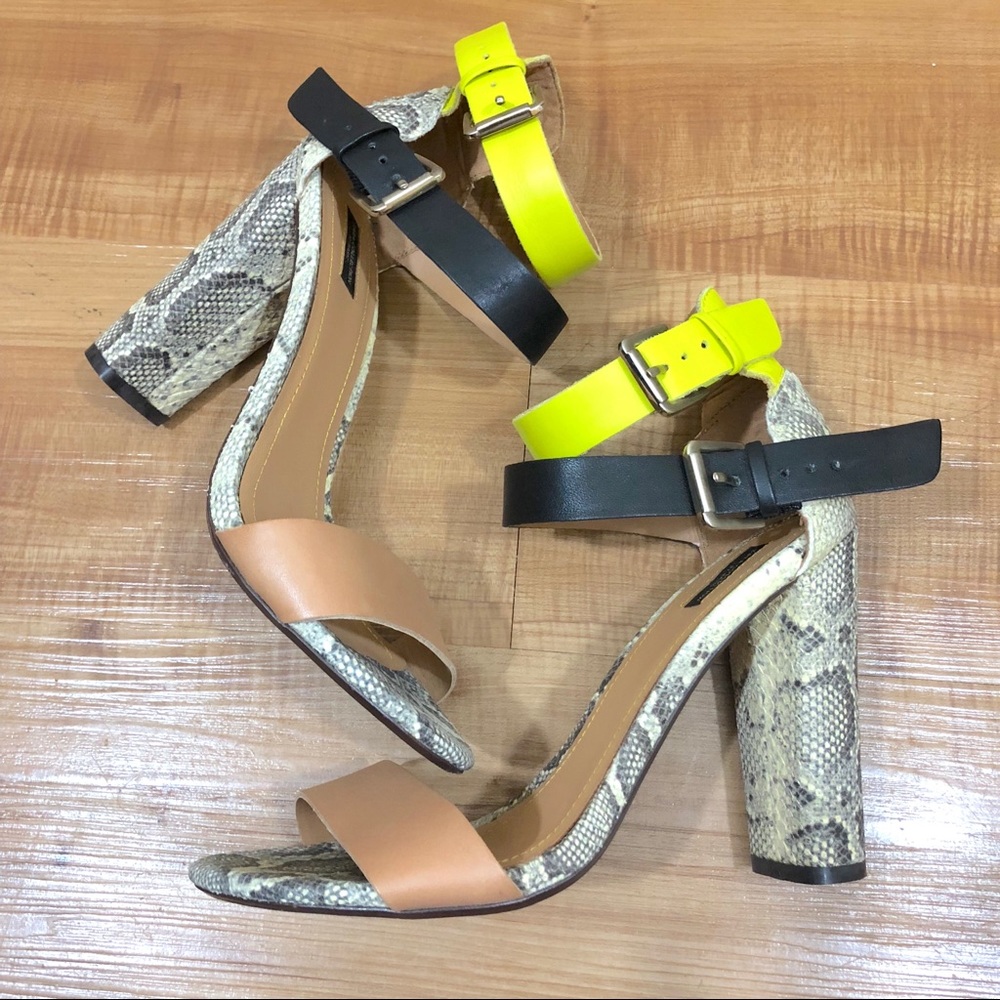 Zara Python Colorblock Heeled Ankle Strap Sandals - image 2